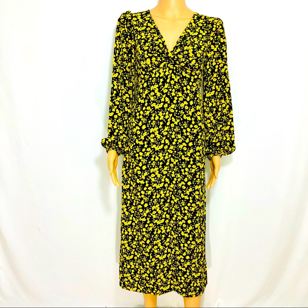 NWT! TOPSHOP Floral Print Front Godet Twisted Midi Maxi Dress Sz 4